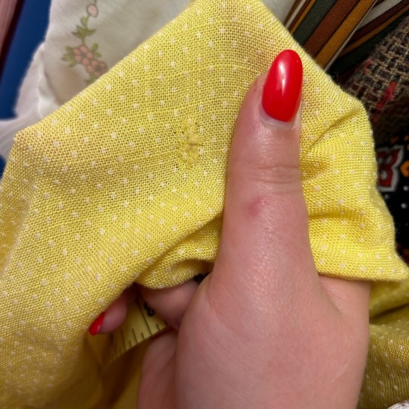 60s vintage yellow cotton swiss dot cotton midi dress - Picture 6 of 6